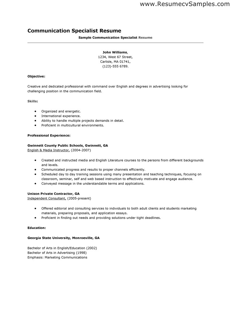 communication skills example for resume resume template