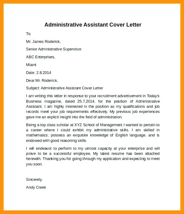 admin cover letters cover letter template administrative assistant
