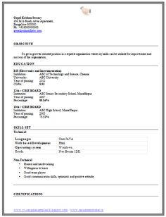 mca fresher resume format doc 1 career pinterest resume