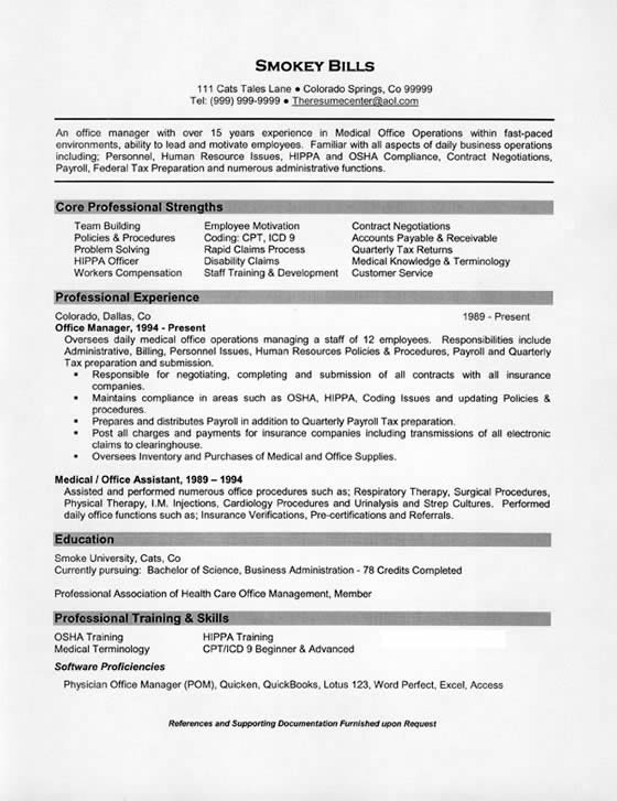 medical office manager resume example