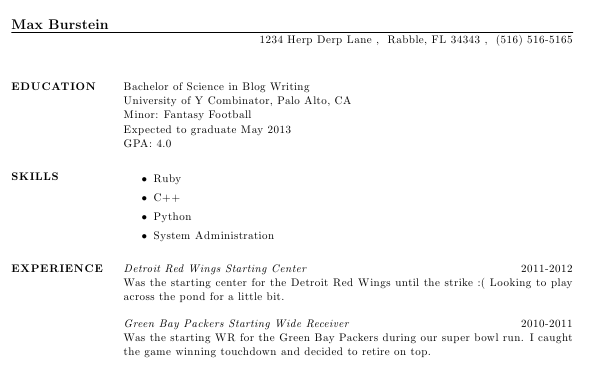 creating a resume using latex max burstein s blog