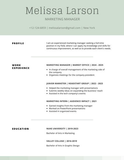 moss green simple resume templates by canva