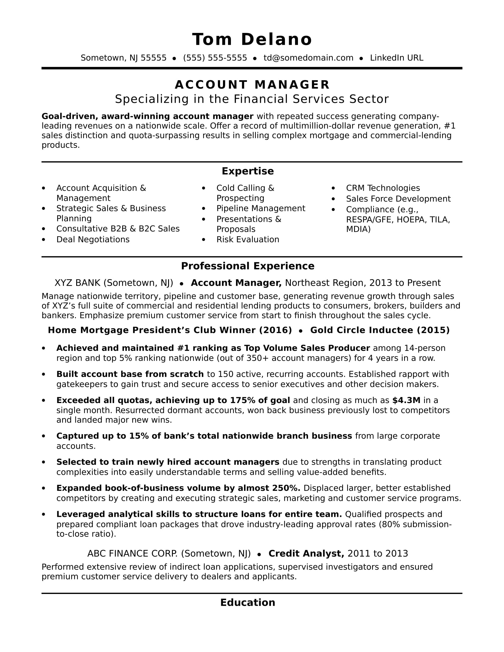 account manager resume sample monster com