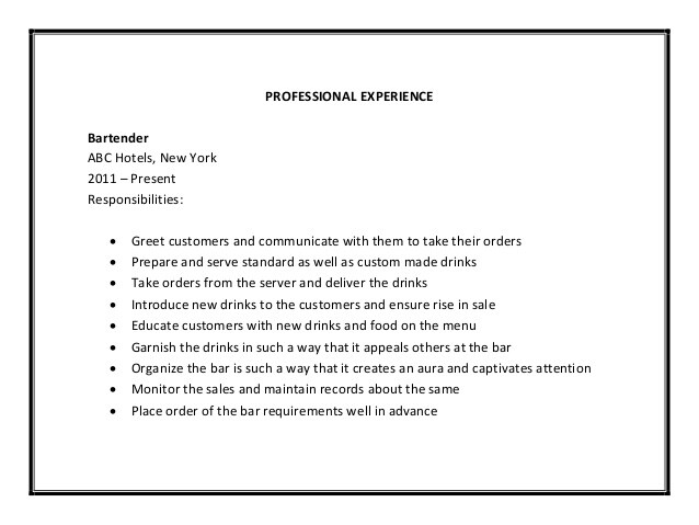 bartending resume new bartender resume examples new resume 47 new