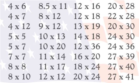 standard photo sizes for