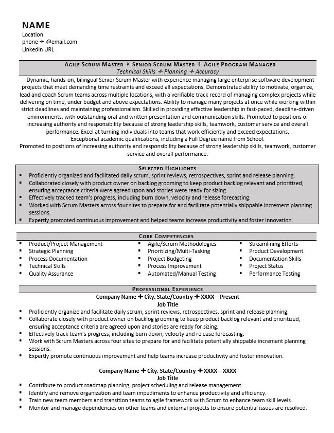 scrum master resume example tips for 2018 zipjob