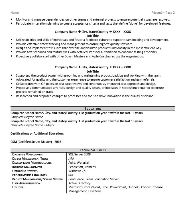 scrum master resume example tips for 2018 zipjob