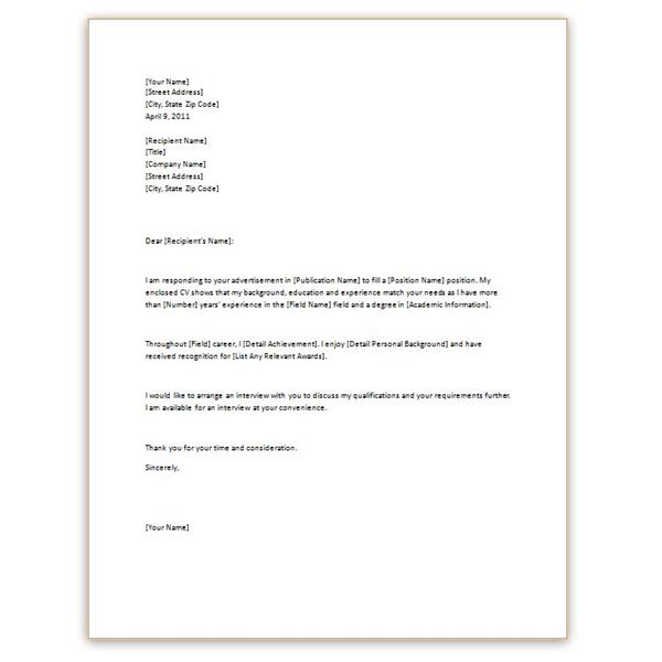 simple resume cover letter templates