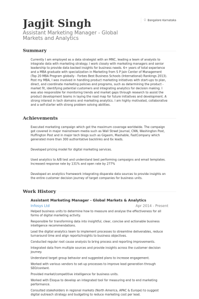 assistant marketing manager resume samples visualcv resume samples