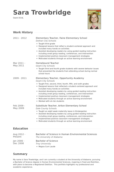 elementary teacher resume samples visualcv resume samples database
