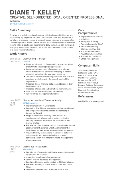 accounting resume samples visualcv resume samples database