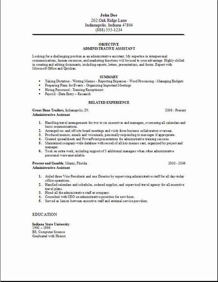 resume example administrative assistant administrative assistant