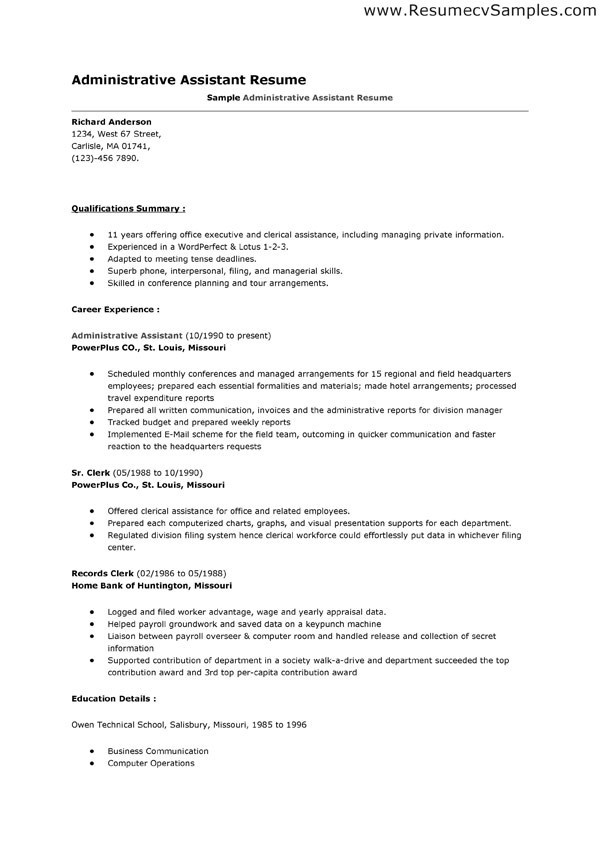 administrative assistant resume template word blockbusterpage com