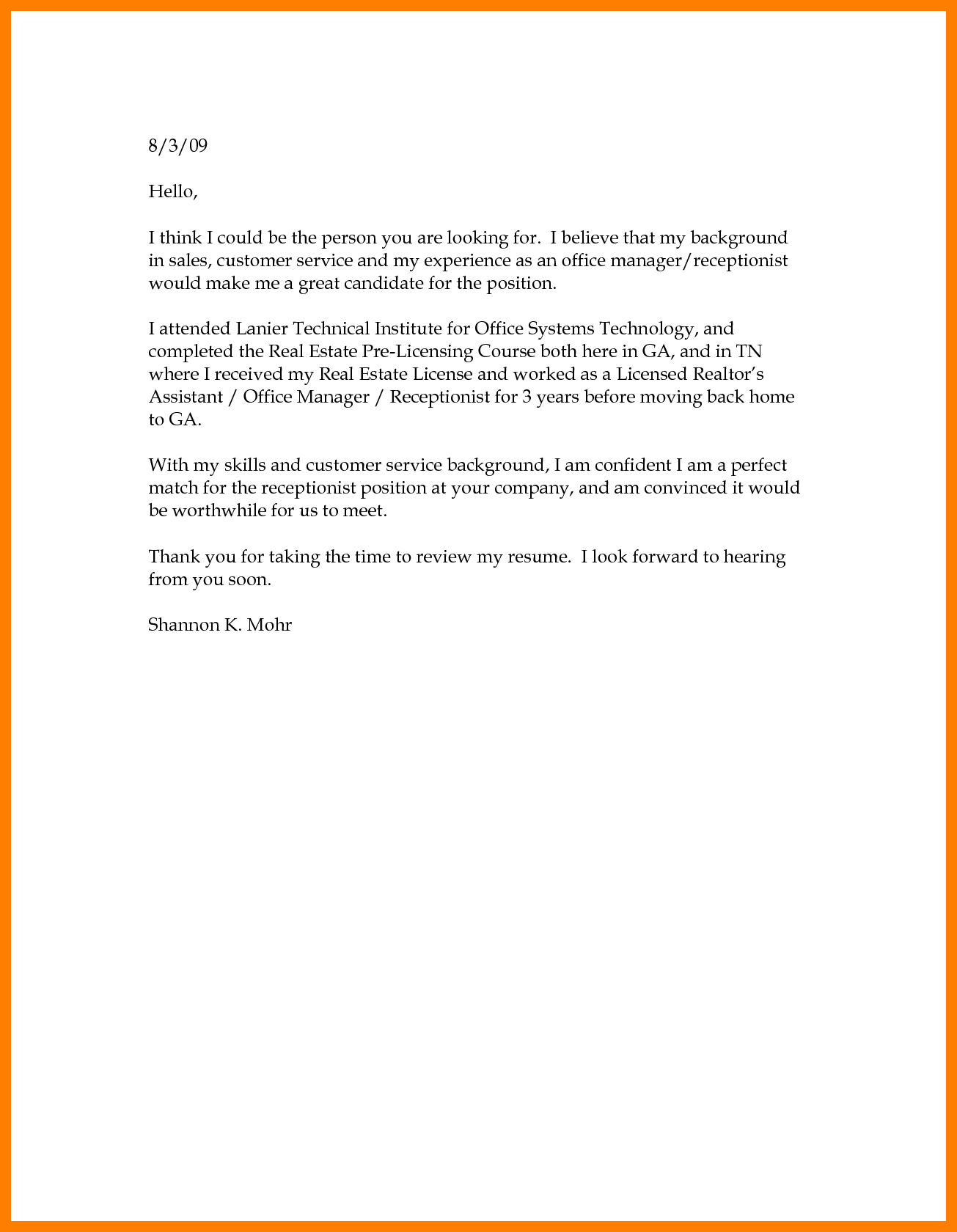 cover letter uk email