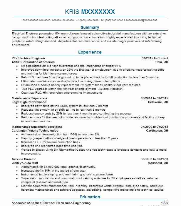 500527 manufacturing and production resume examples samples