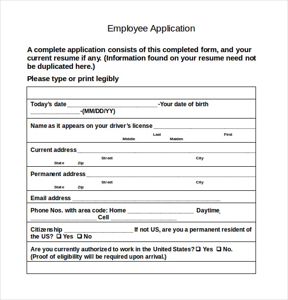 employment application template free download selo l ink co