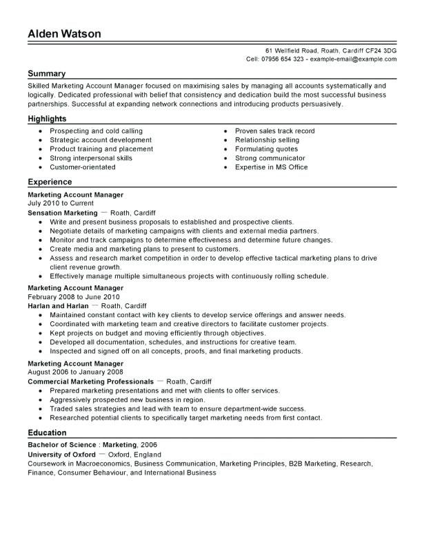 advertising account manager resume intended for insurance account
