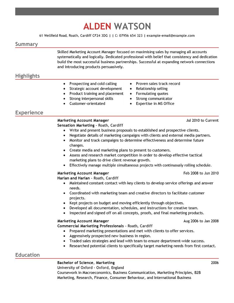 account manager resume summary account manager marketing emphasis 1