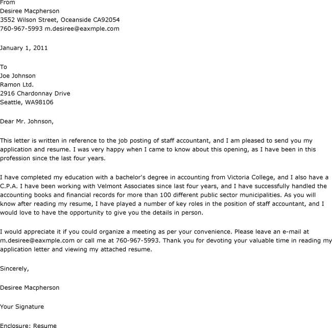 accounting cover letter sample free sample staff accountant cover