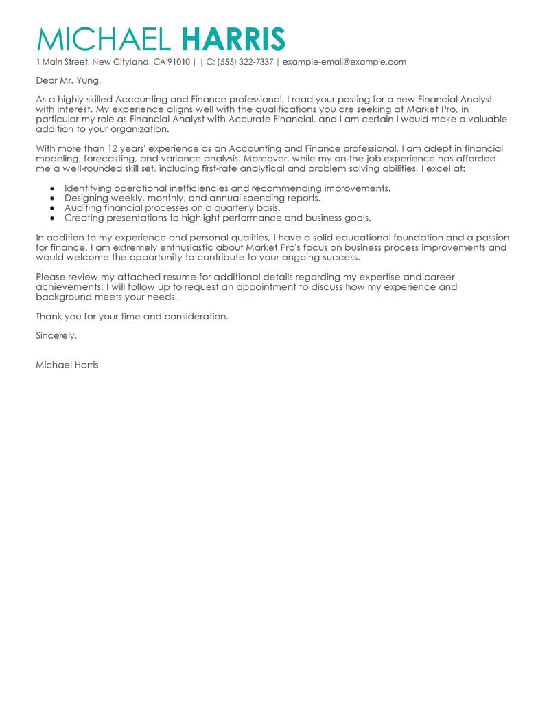 cover letter example finance fast lunchrock co