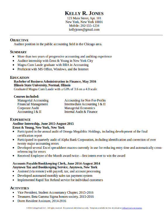 quickstart resume templates collegegrad com