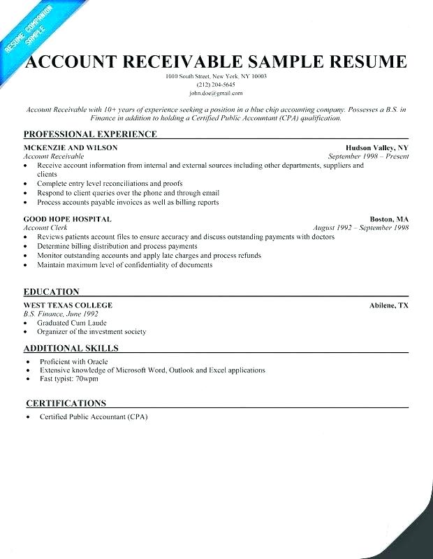 account receivable resume account receivable manager resume account