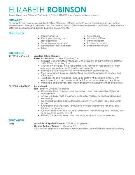 best admin assistant manager resume example livecareer