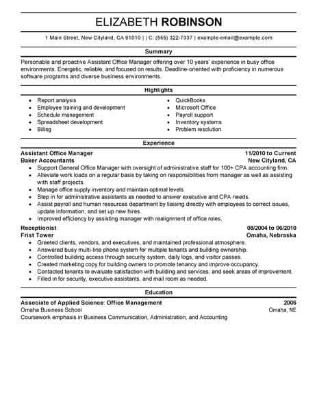 best admin assistant manager resume example livecareer