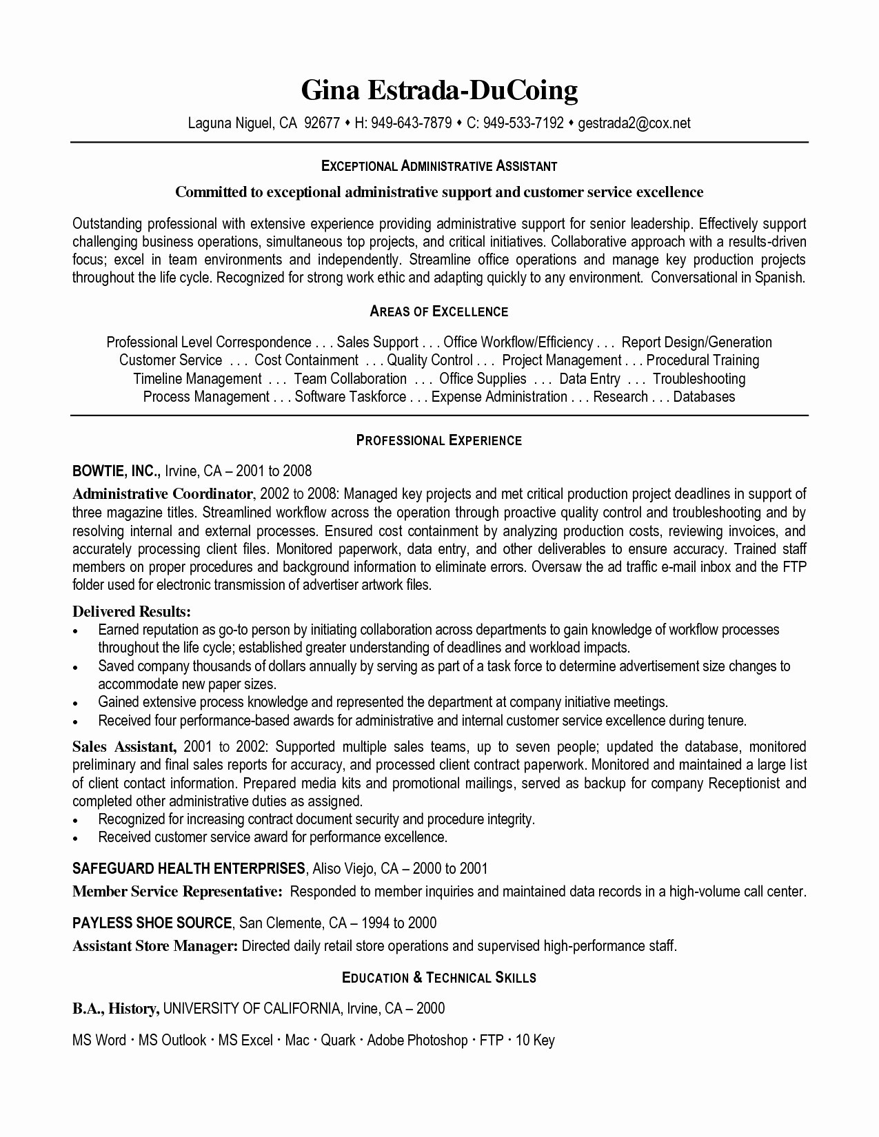 examples of administrative assistant resumes sample executive