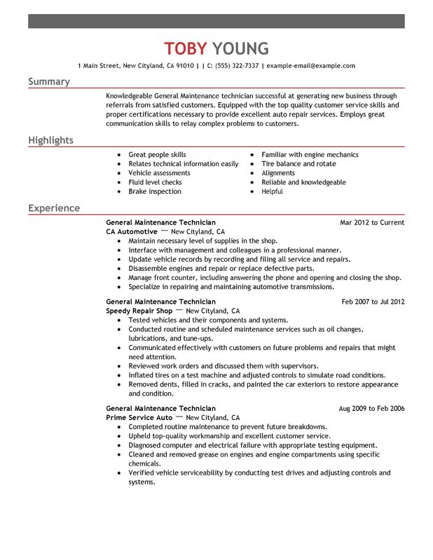 resume examples templates best automotive technician resume