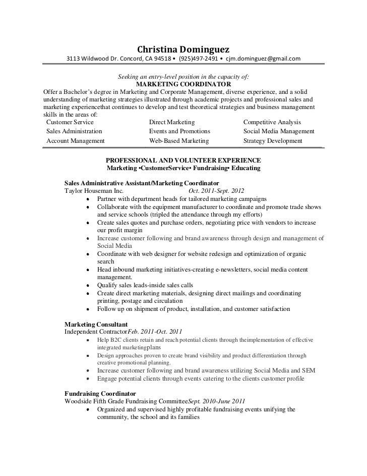 event coordinator resume example marketing coordinator resume