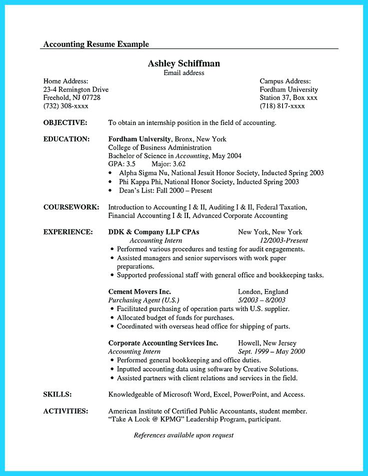 accounting objectives for resumes student resume examples graduates