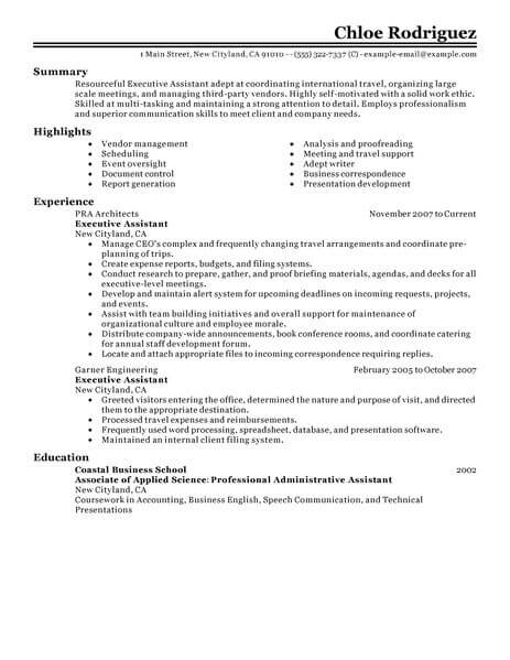 best executive assistant resume example livecareer