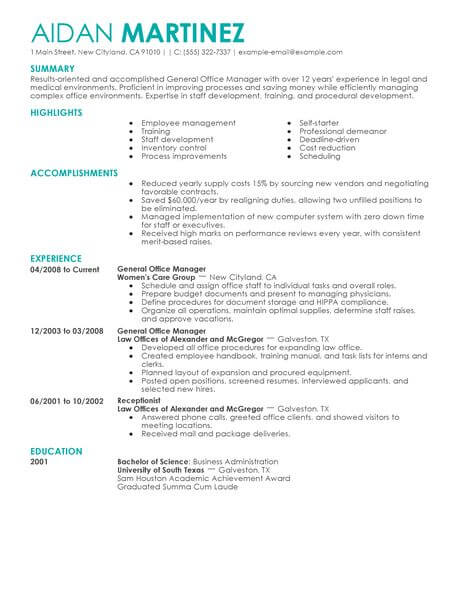 best administrative general manager resume example livecareer