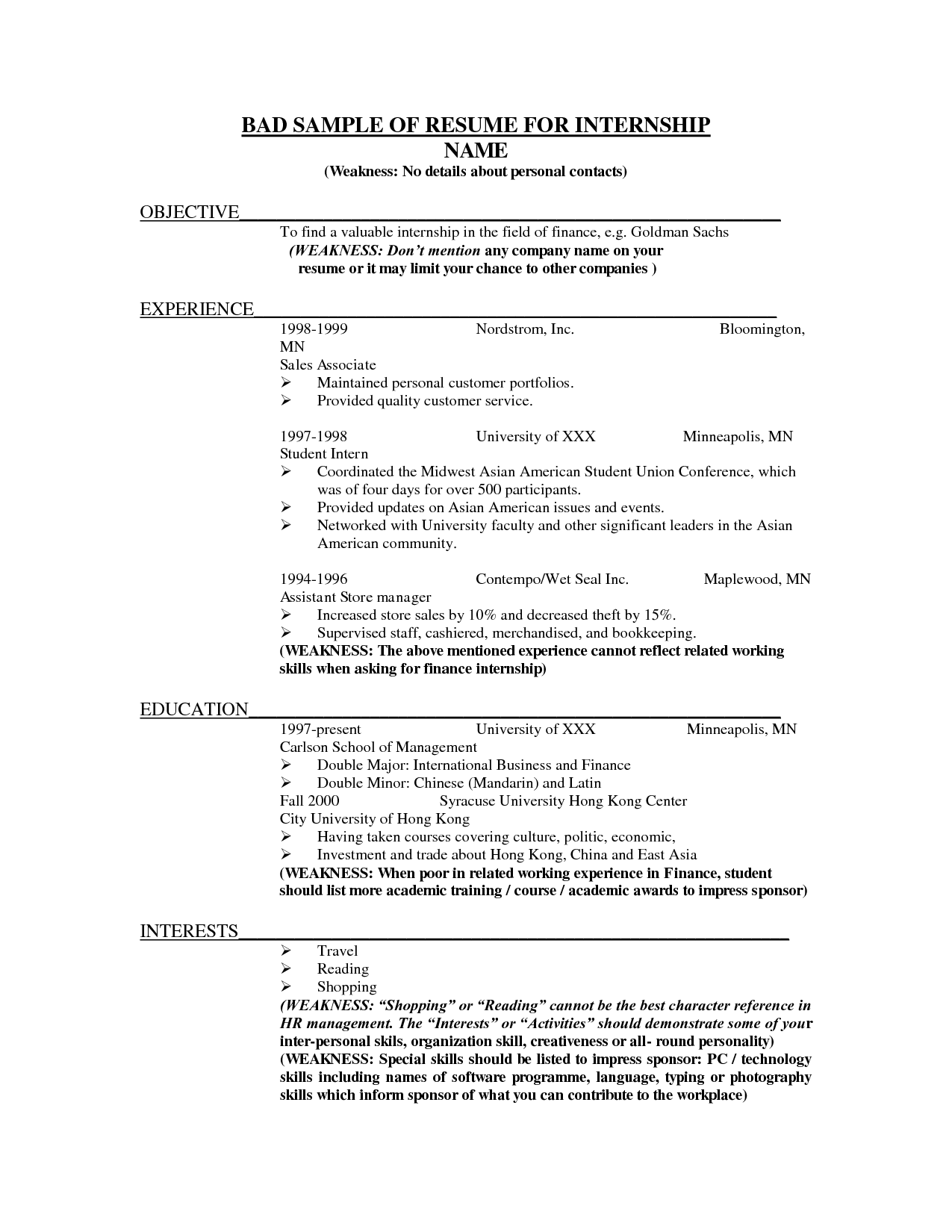 examples of a bad resumes thevillas co