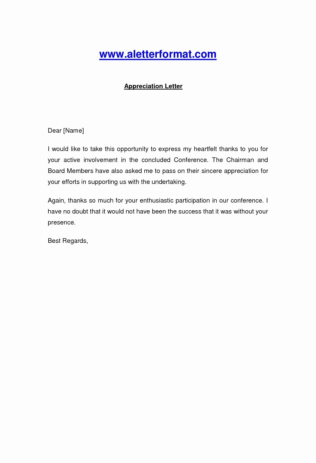 appreciation letter format for good work new letter format for