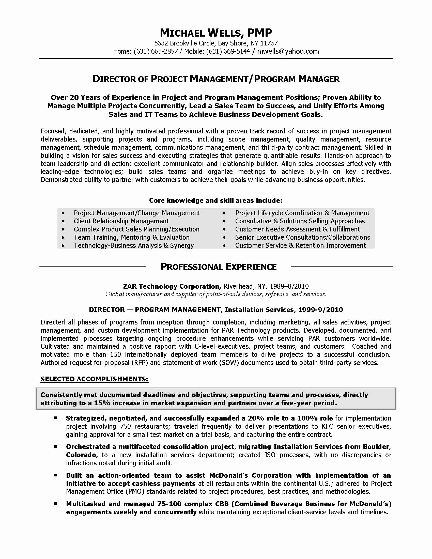program manager resume examples new project management resume sample