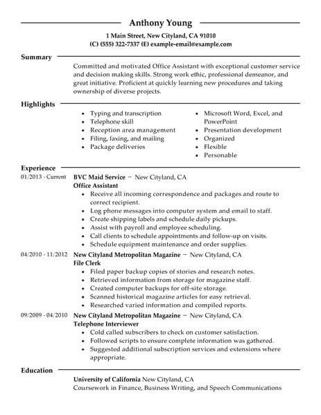 best office assistant resume example livecareer
