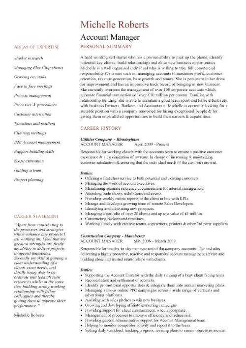 account manager cv template sample job description resume sales