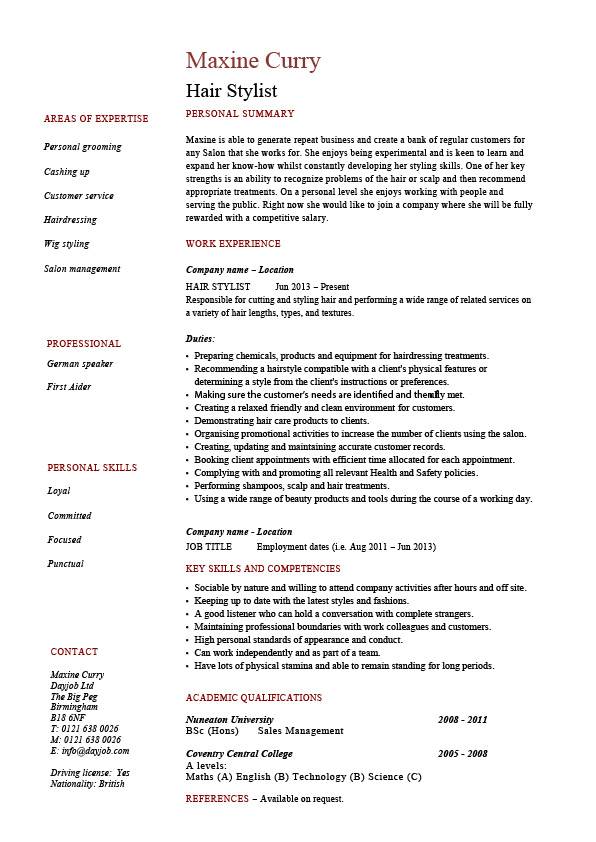 hair stylist resume example sample trimming cutting beards