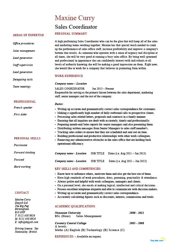 sales coordinator resume sample example job description customer