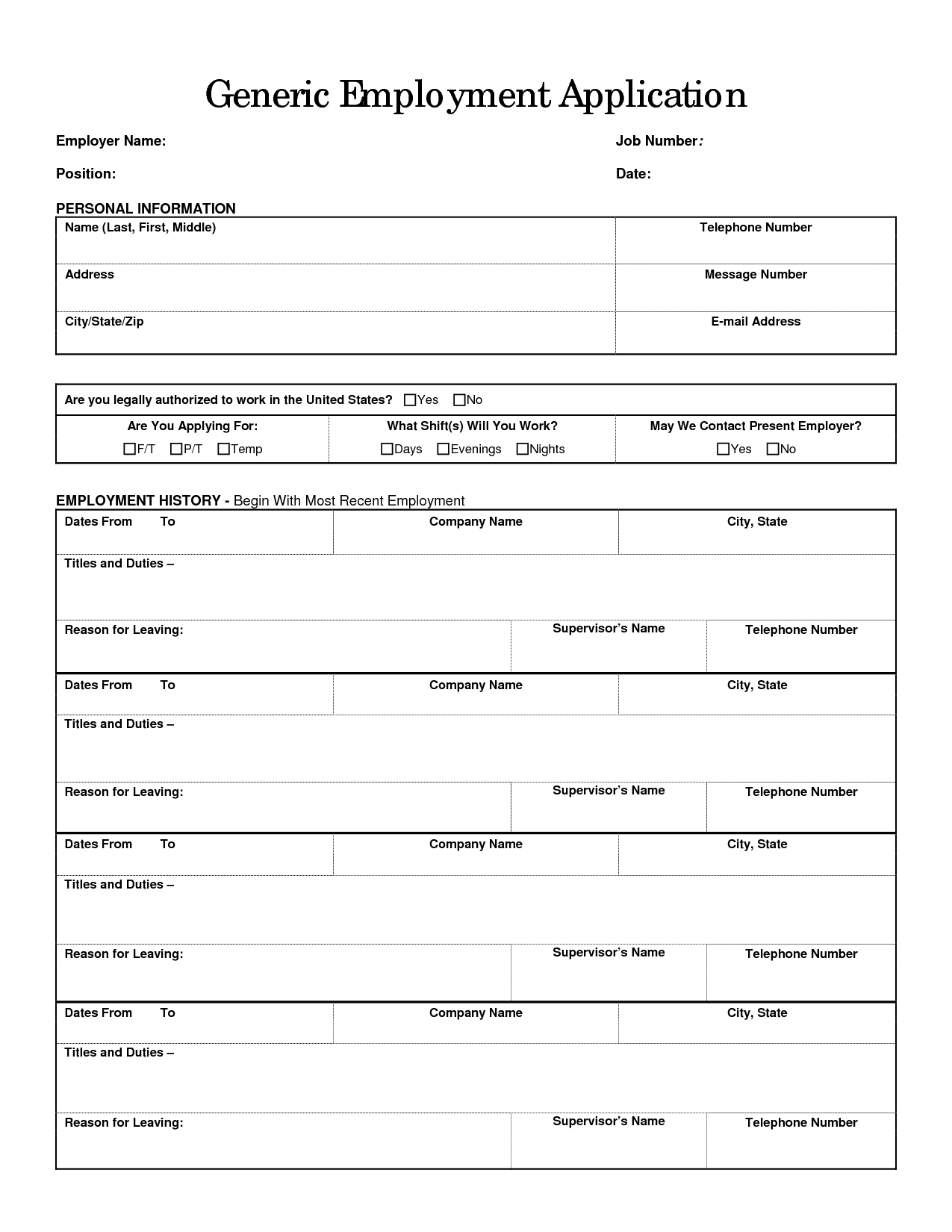 free printable generic job application form writings and essays