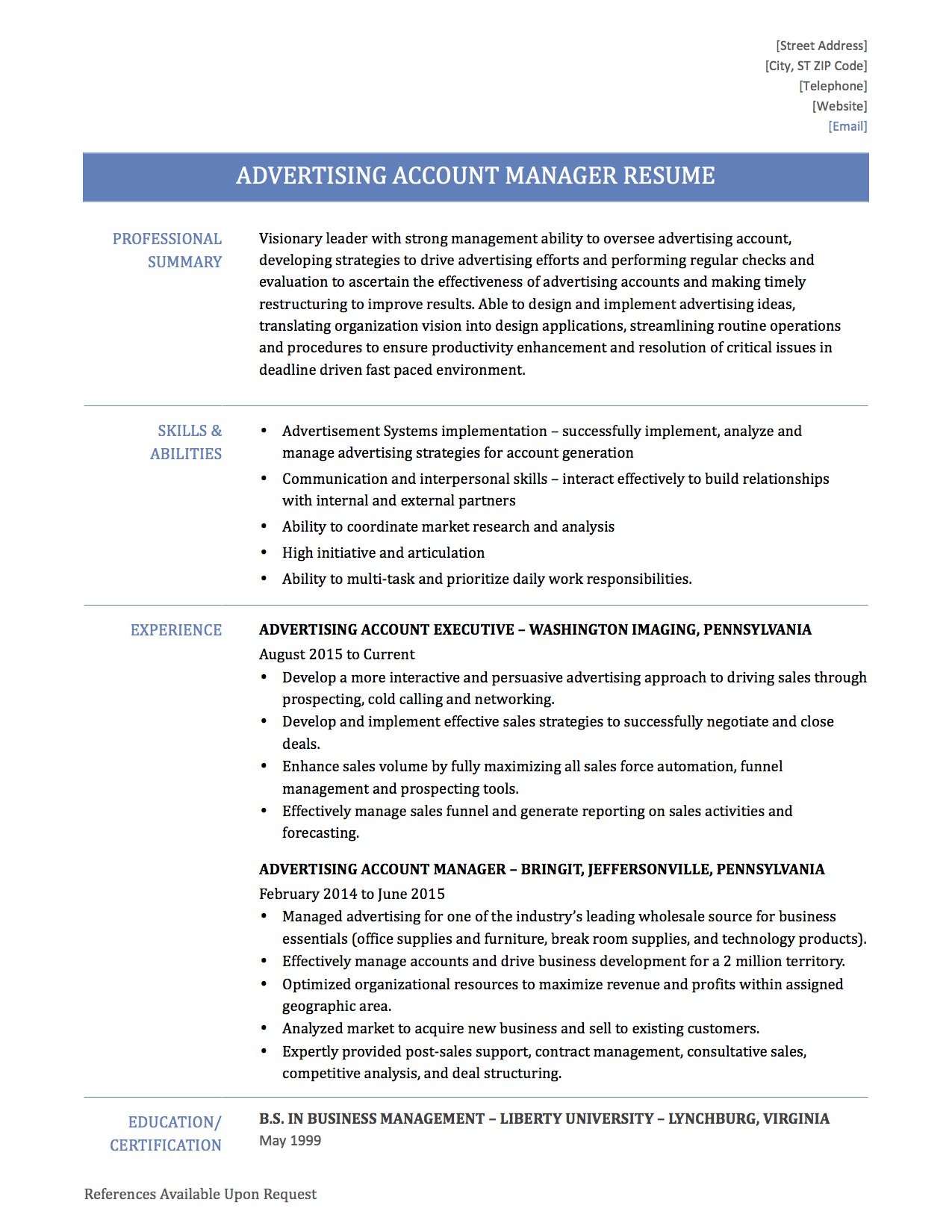 resume templates strategic account manager sample advertising agency
