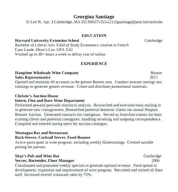 resume for bartender template with no experience best sample