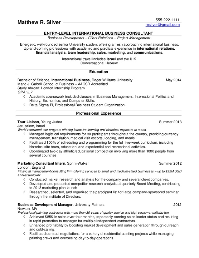 resume samples for college students and recent grads