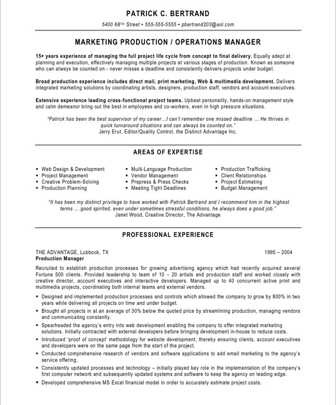 marketing production manager free resume samples blue sky resumes