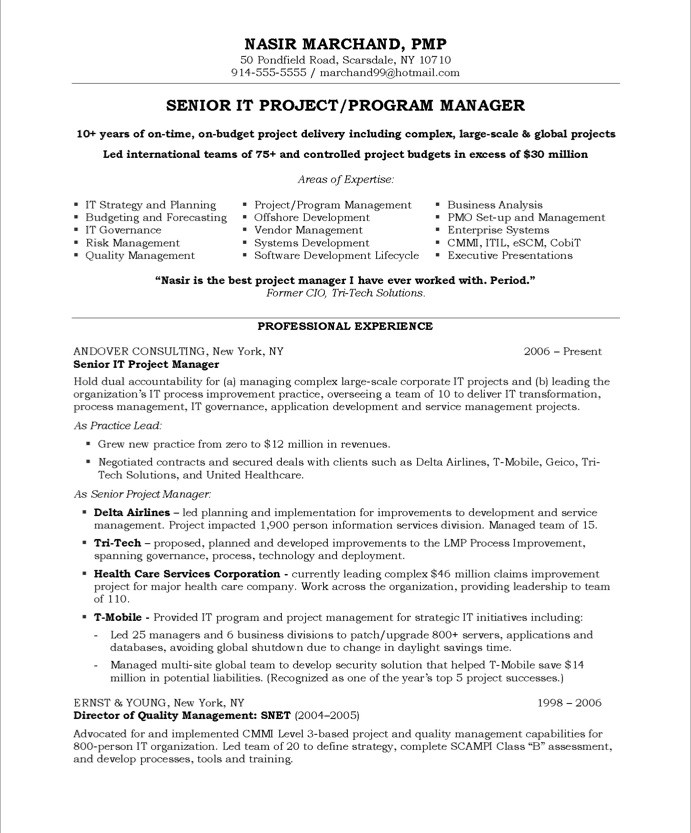 best project manager resume samples april onthemarch co