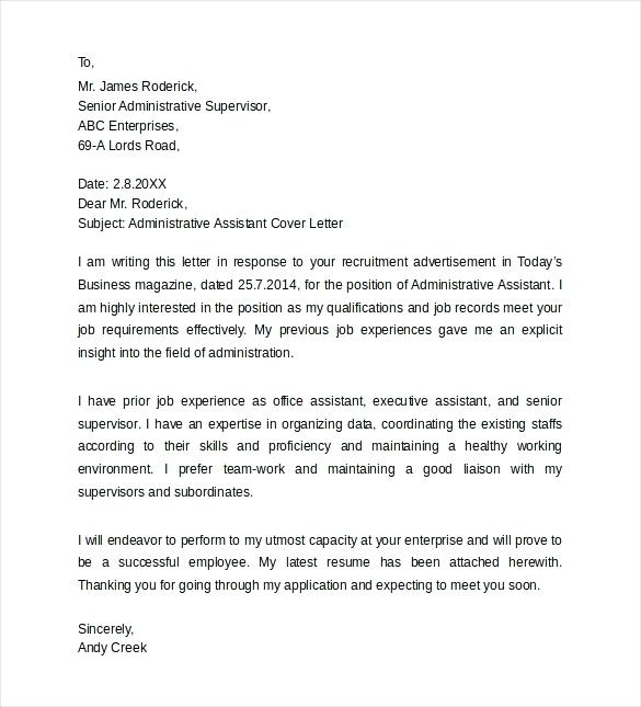 how to write a cover letter for administrative assistant sample