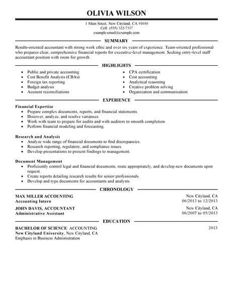 best staff accountant resume example livecareer