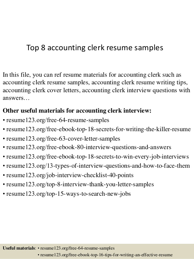 top 8 accounting clerk resume samples